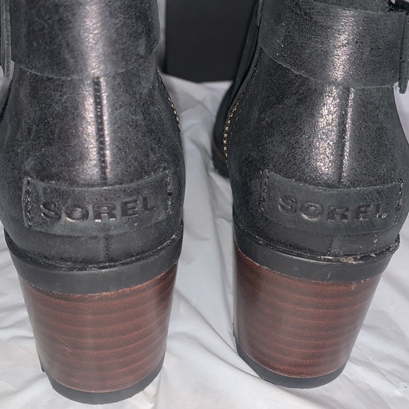 SOREL Black Cate Buckle Waterproof Leather Boots Size 8 - Picture 9 of 13
